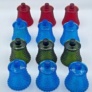 SET OF 3 Vintage Glass Hobnail Votive Peg Cup Candle Holders 3.75" Pick COLOR